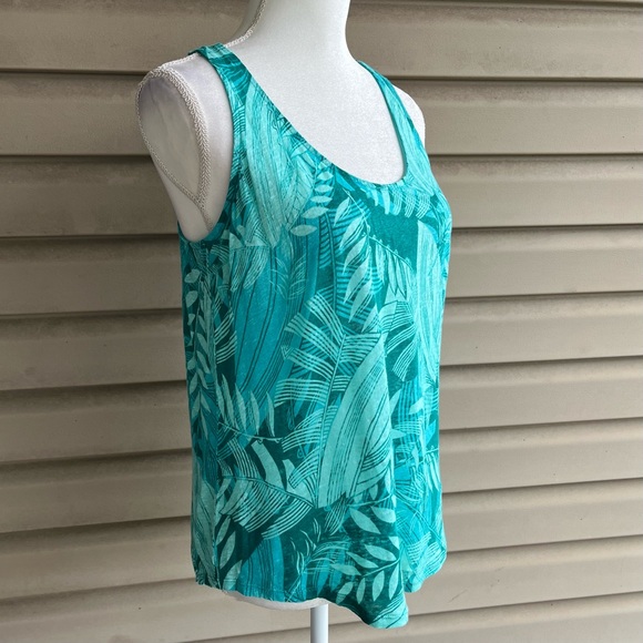•Stylus• 100% Linen Tropical Pattern Tank Top - Size Medium - Picture 4 of 8